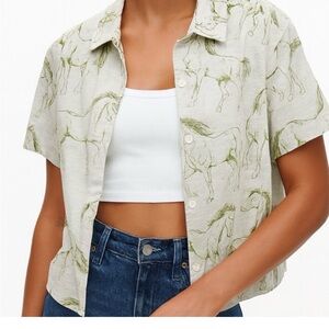Jane & Delancey linen blend horse 🐴 shirt L/XL